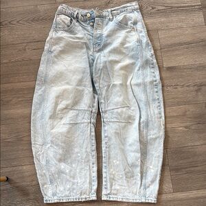 Free People Barrel Light Blue Jeans